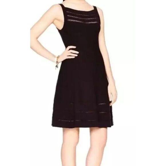 Kate Spade Open Cable Sweater Tank Knit Dress Fit and Flare Black Size Medium - Picture 7 of 8